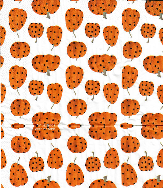 HWN-3530-L Polka Dot Pumpkins Luncheon Napkin for Decoupage