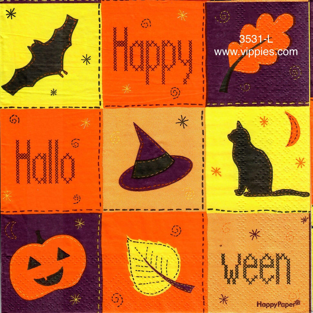 HWN-3531-L Halloween Squares Luncheon Napkin for Decoupage