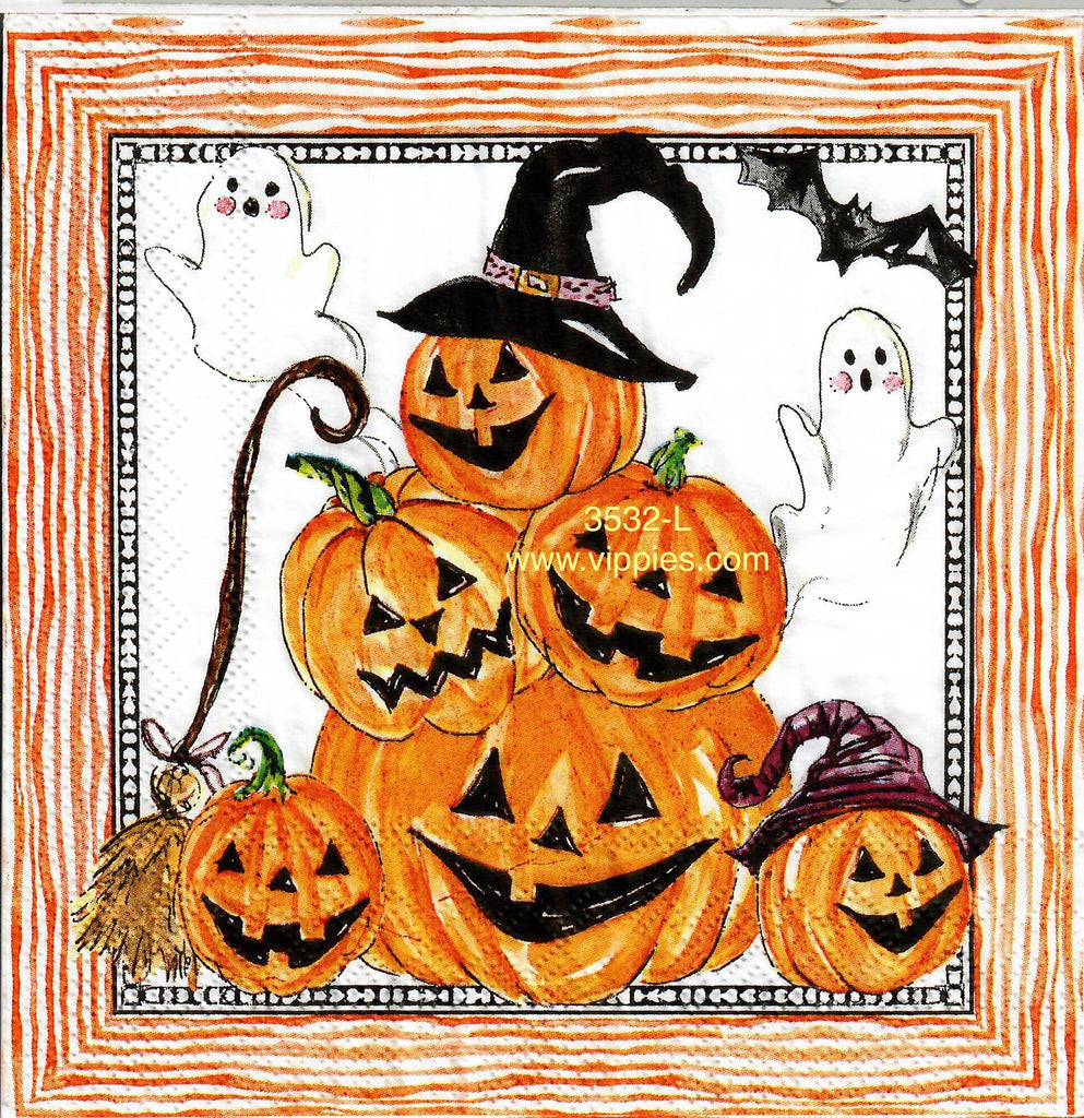HWN-3532-L Halloween Jacks Ghosts Pile Napkin for Decoupage