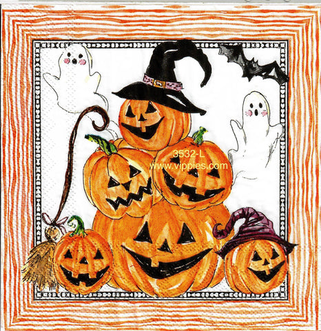HWN-3532-L Halloween Jacks Ghosts Pile Napkin for Decoupage