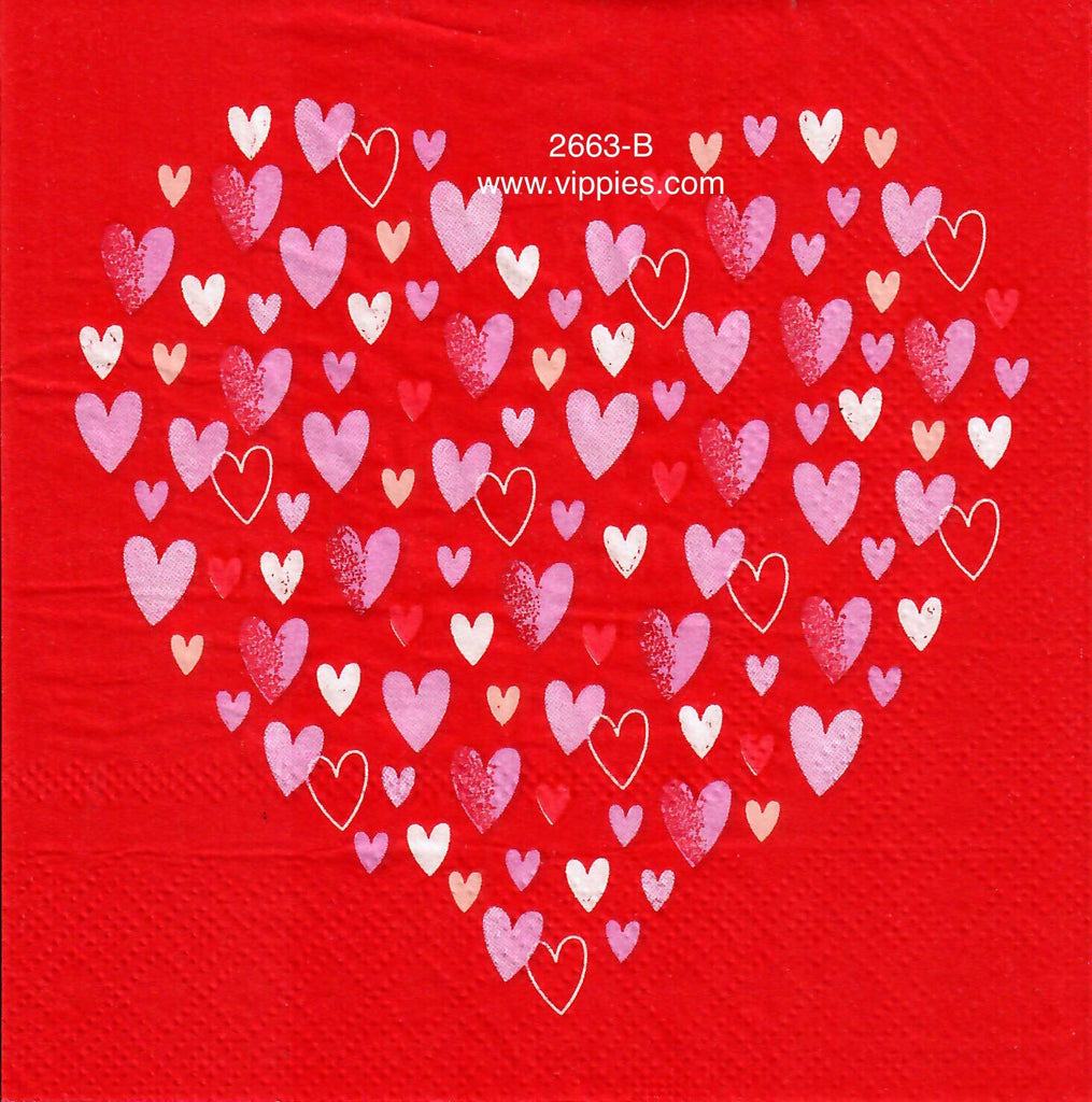 LVY-2663-B Red Heart of Hearts Napkin for Decoupage