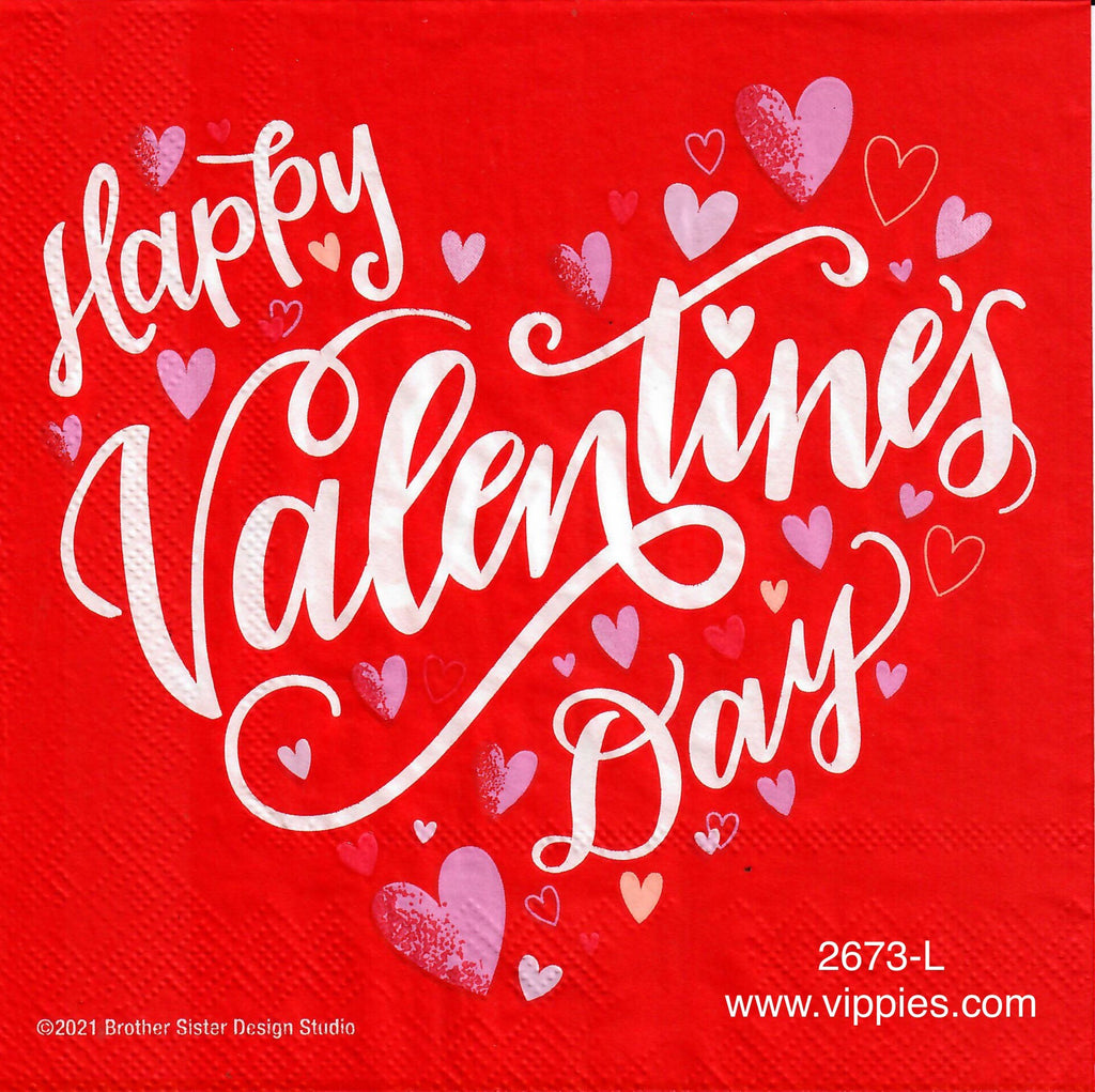 LVY-2673-L Happy Valentine's Day Heart Napkin for Decoupage