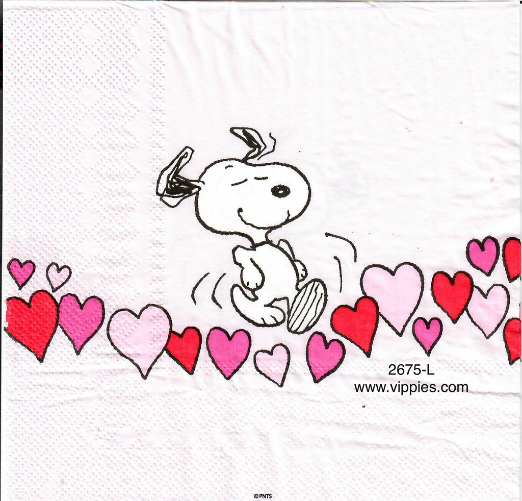 LVY-2675-L Dancing Snoopy Hearts Napkin for Decoupage