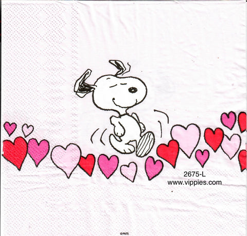 LVY-2675-L Dancing Snoopy Hearts Napkin for Decoupage