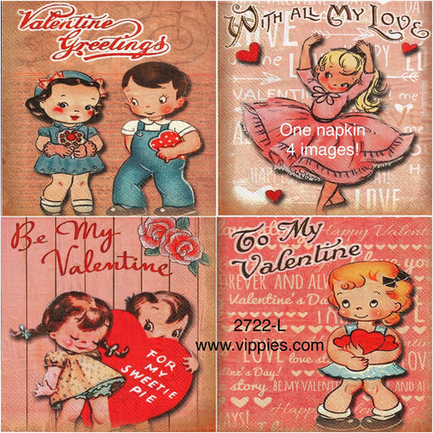 LVY-2722-L Vintage Valentines Napkin for Decoupage