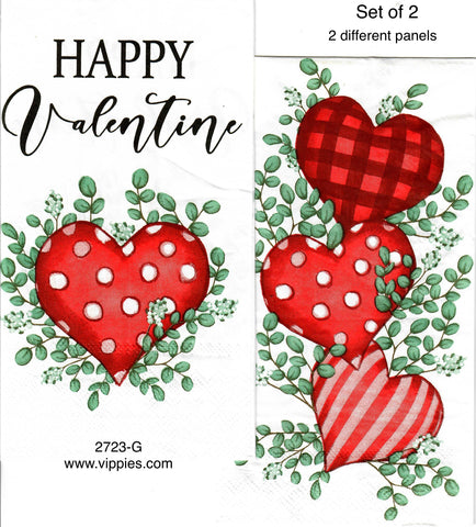 LVY-2723-G-S Set of 2 Happy Valentines Day Dot Heart Napkins for Decoupage