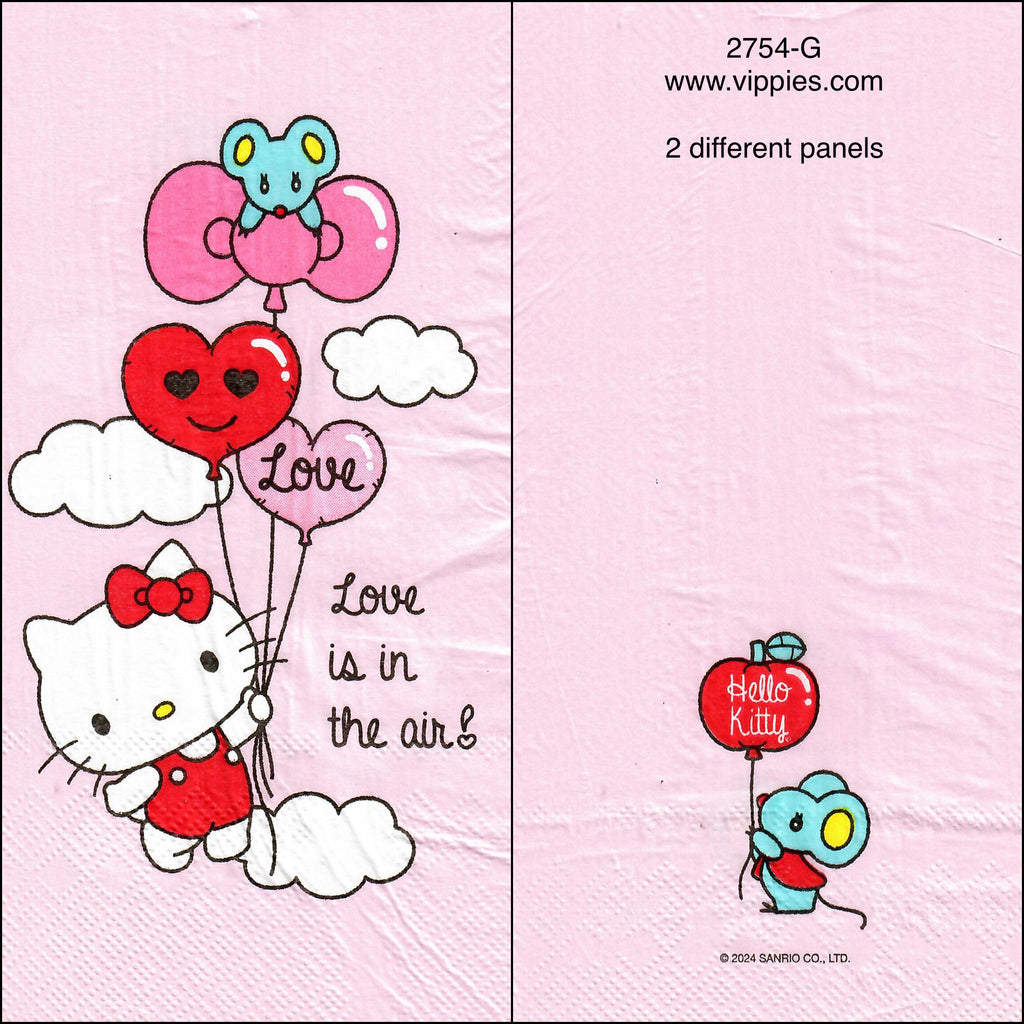 LVY-2754-G Hello Kitty Love Guest Napkin for Decoupage