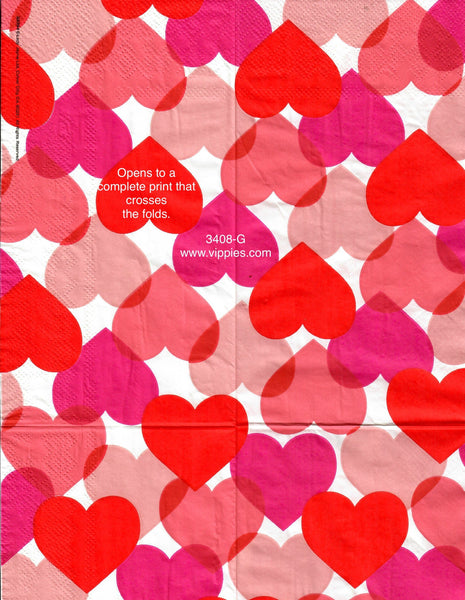 LVY-3408-G Multi Hearts Guest Napkin for Decoupage