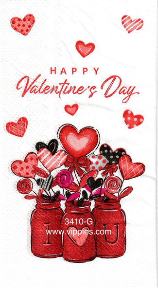 LVY-3410-G-S Set of 2 Happy Valentines Jars Guest Napkins for Decoupage