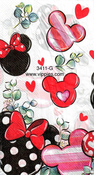LVY-3411-G-S Set of 2 Minnie Heart Balloons Guest Napkin for Decoupage