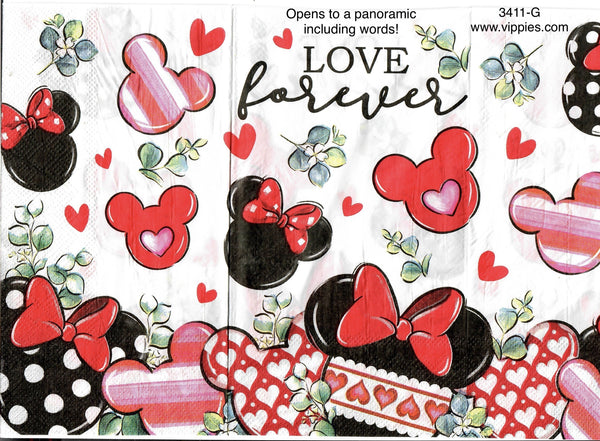 LVY-3411-G-S Set of 2 Minnie Heart Balloons Guest Napkin for Decoupage