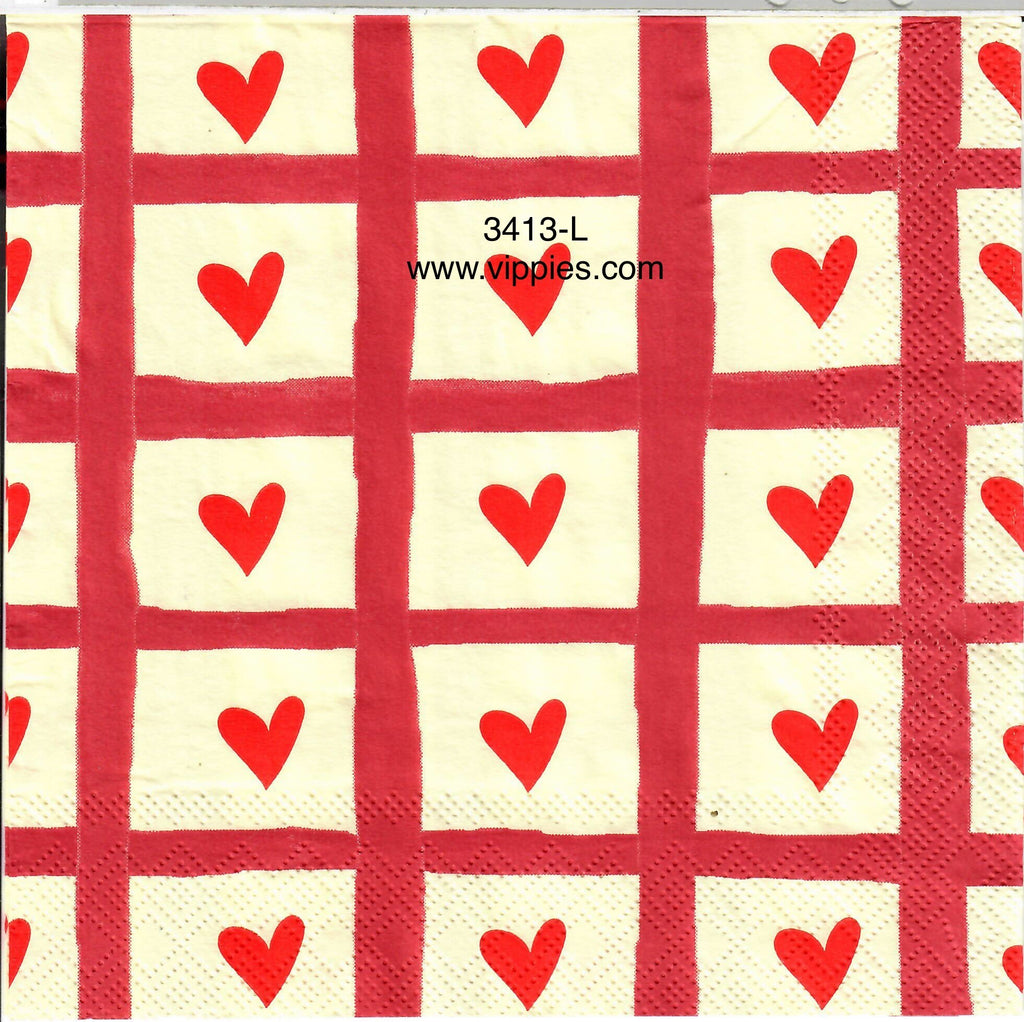 LVY-3413-L Hearts in Boxes Napkin for Decoupage