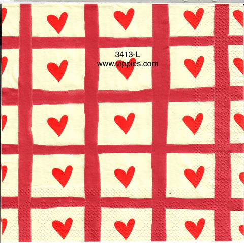 LVY-3413-L Hearts in Boxes Napkin for Decoupage