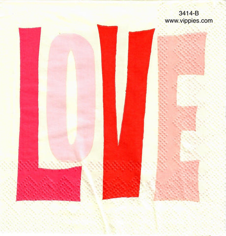 LVY-3414-B LOVE Pink Red Napkin for Decoupage