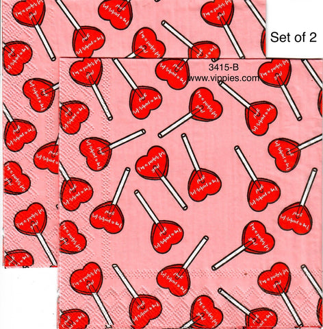 LVY-3415-B-S Set of 2 Heart Sucker For You Napkins for Decoupage