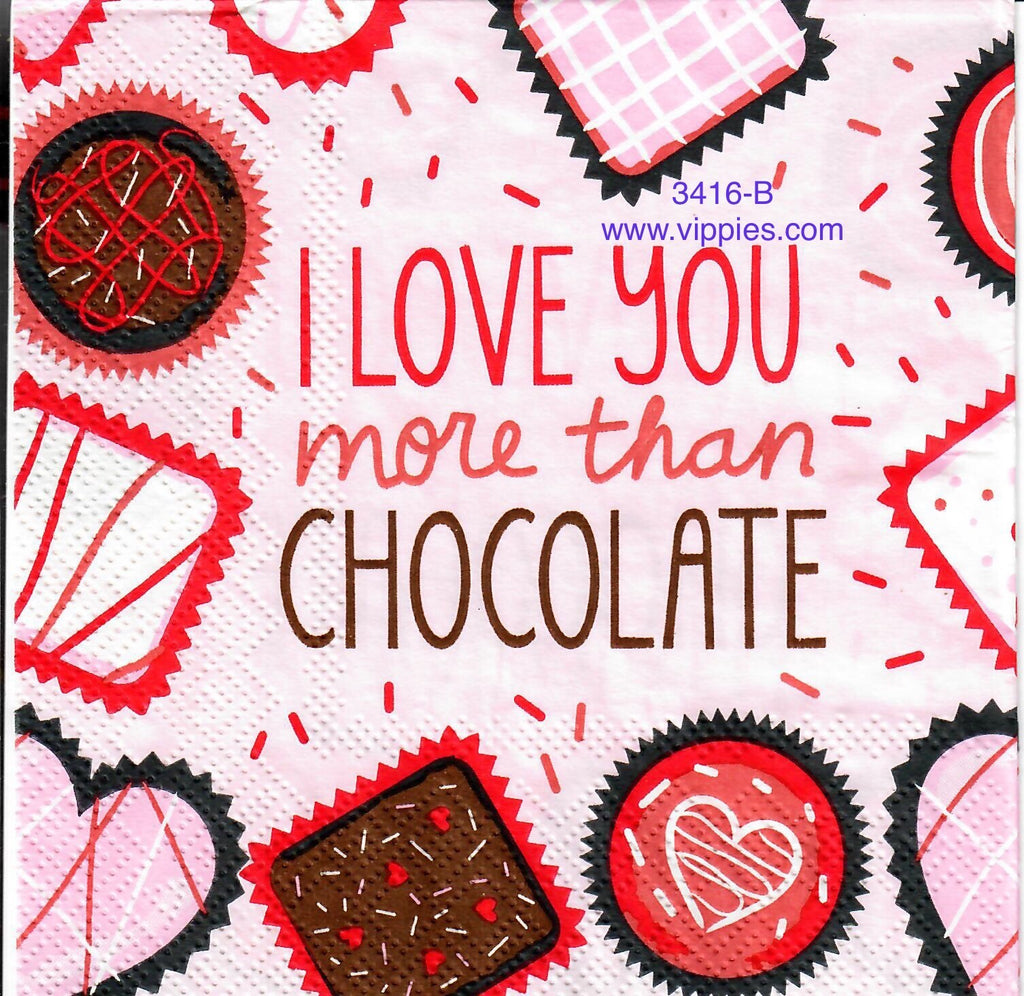 LVY-3416-B Love You More Than Chocolate Napkin for Decoupage