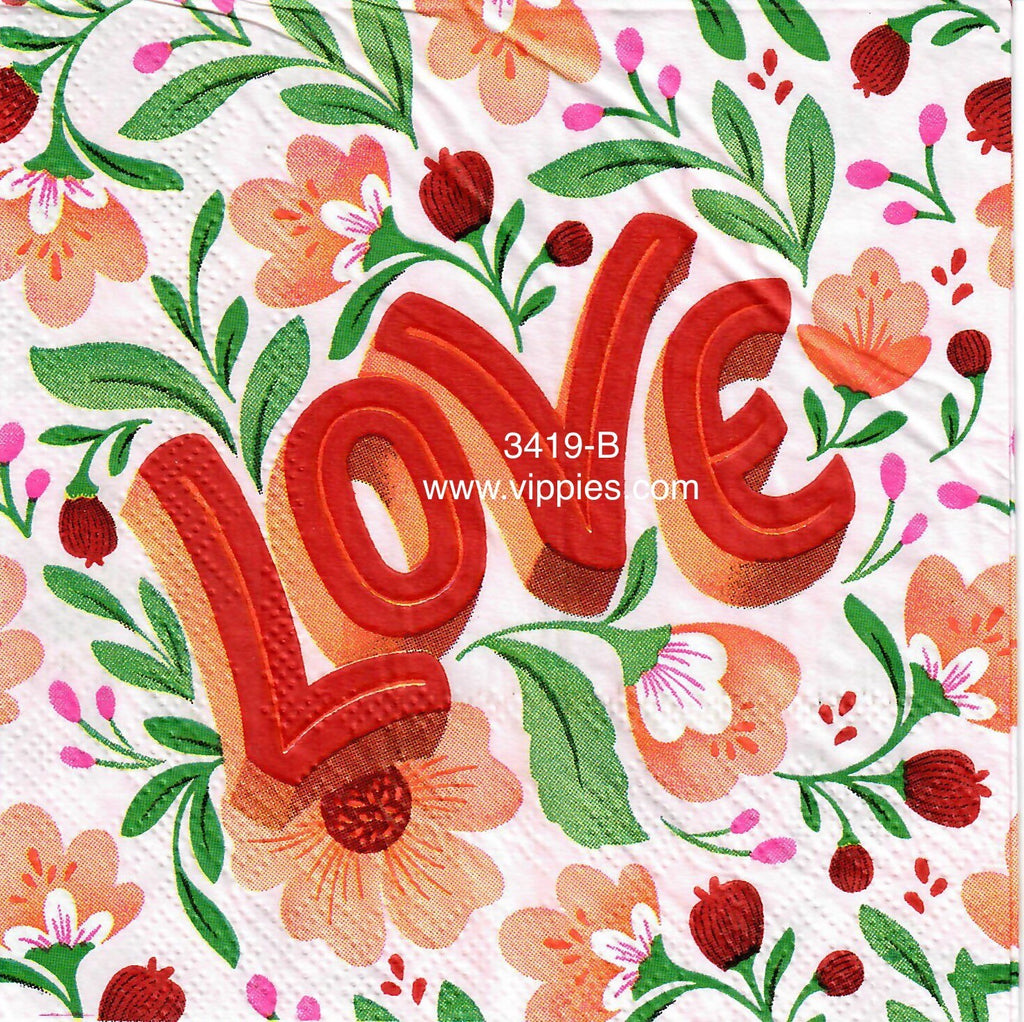 LVY-3419-B LOVE Floral Napkin for Decoupage