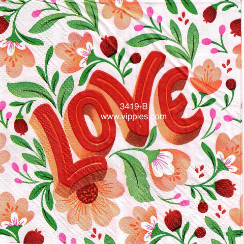 LVY-3419-B LOVE Floral Napkin for Decoupage