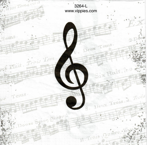 MUS-3264-L G Clef Music Napkin for Decoupage