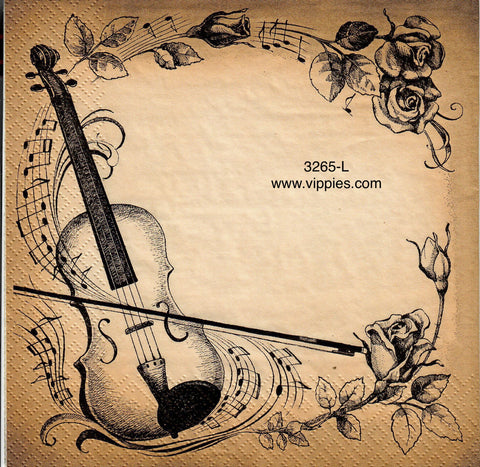 MUS-3265-L Violin Music Napkin for Decoupage