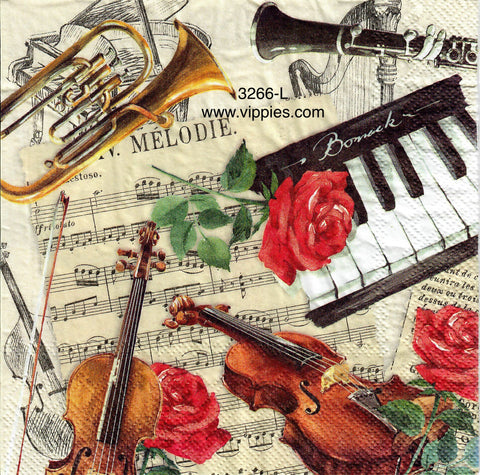 MUS-3266-L Instruments Music Napkin for Decoupage