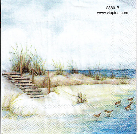 NS-2380-B Beach Stairs Gulls Napkin for Decoupage