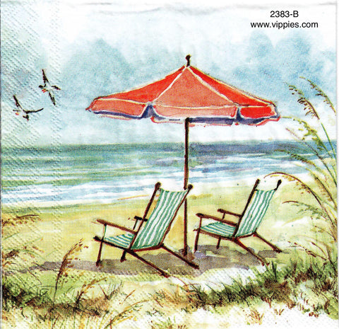 NS-2383-B Beach Umbrella 2 Chairs Napkin for Decoupage