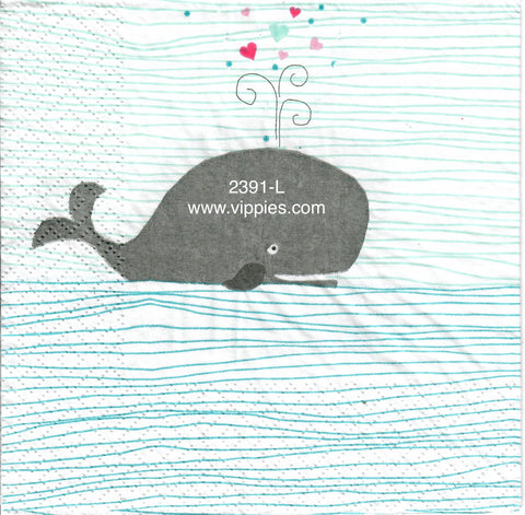 NS-2391-L Cute Cartoon Whale Napkin for Decoupage