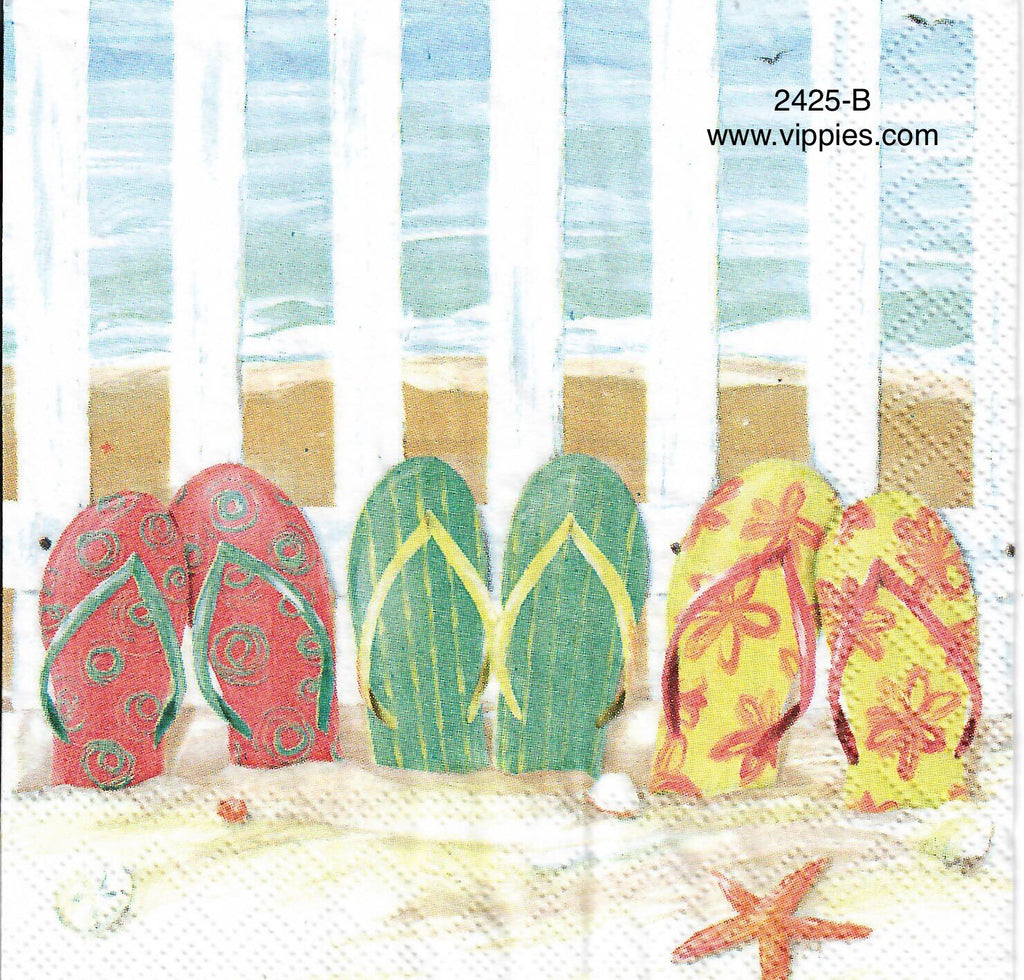 NS-2425-B Flip Flops Fence Napkin for Decoupage