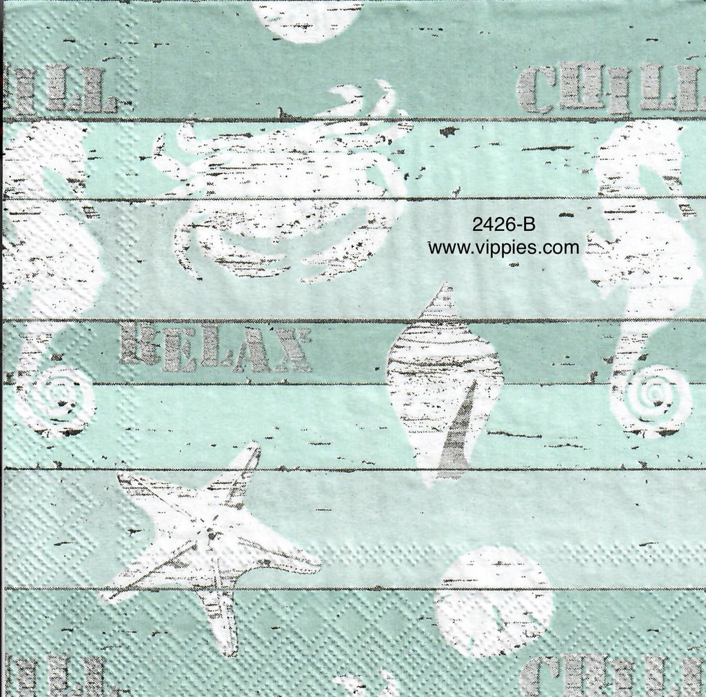 NS-2426-B Chill Sea Creatures Planks Napkin for Decoupage