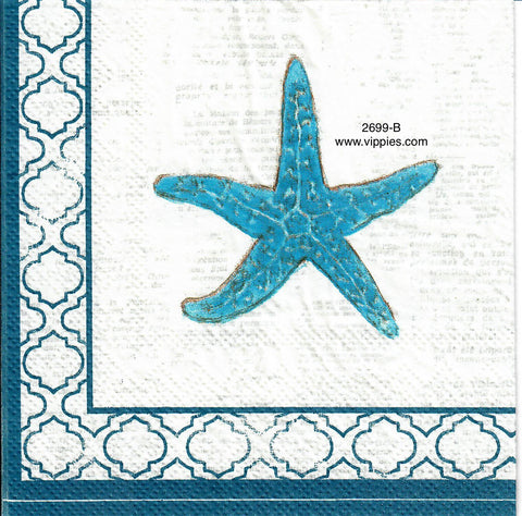 NS-2699-B Blue Starfish Napkin for Decoupage