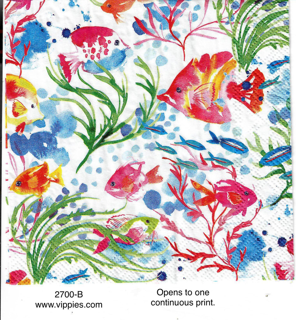 NS-2700-B Water Color Fish Seaweed Napkin for Decoupage