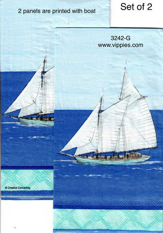 NS-3242-G-S Set of 2 Sailboats Blue Sea Guest Napkin for Decoupage