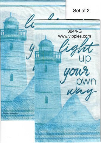 NS-3244-G-S Set of 2 Light Up Lighthouse Guest Napkin for Decoupage