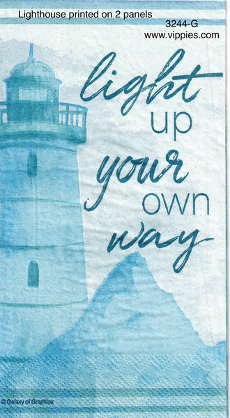 NS-3244-G-S Set of 2 Light Up Lighthouse Guest Napkin for Decoupage