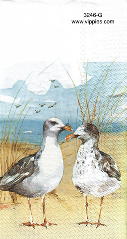 NS-3246-G Seagull Pair Guest Napkin for Decoupage