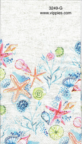 NS-3249-G Pink Starfish Shells Guest Napkin for Decoupage
