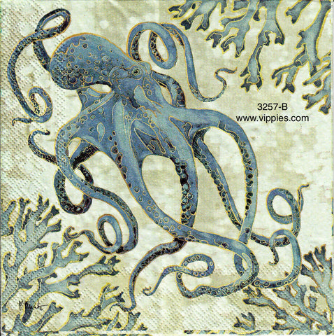 NS-3257-B Playa Octopus Napkin for Decoupage