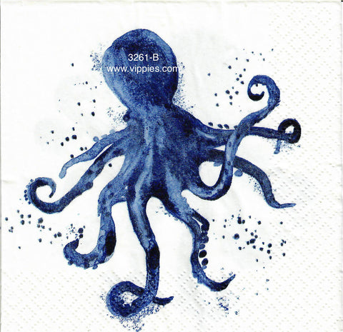 NS-3261-B Blue Octopus Napkin for Decoupage