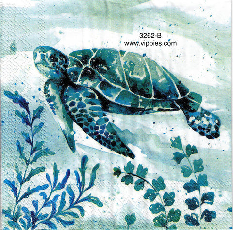 NS-3262-B Blue Green Sea Turtle Napkin for Decoupage