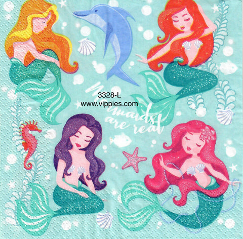 NS-3328-L Mermaids Dolphin Napkin for Decoupage