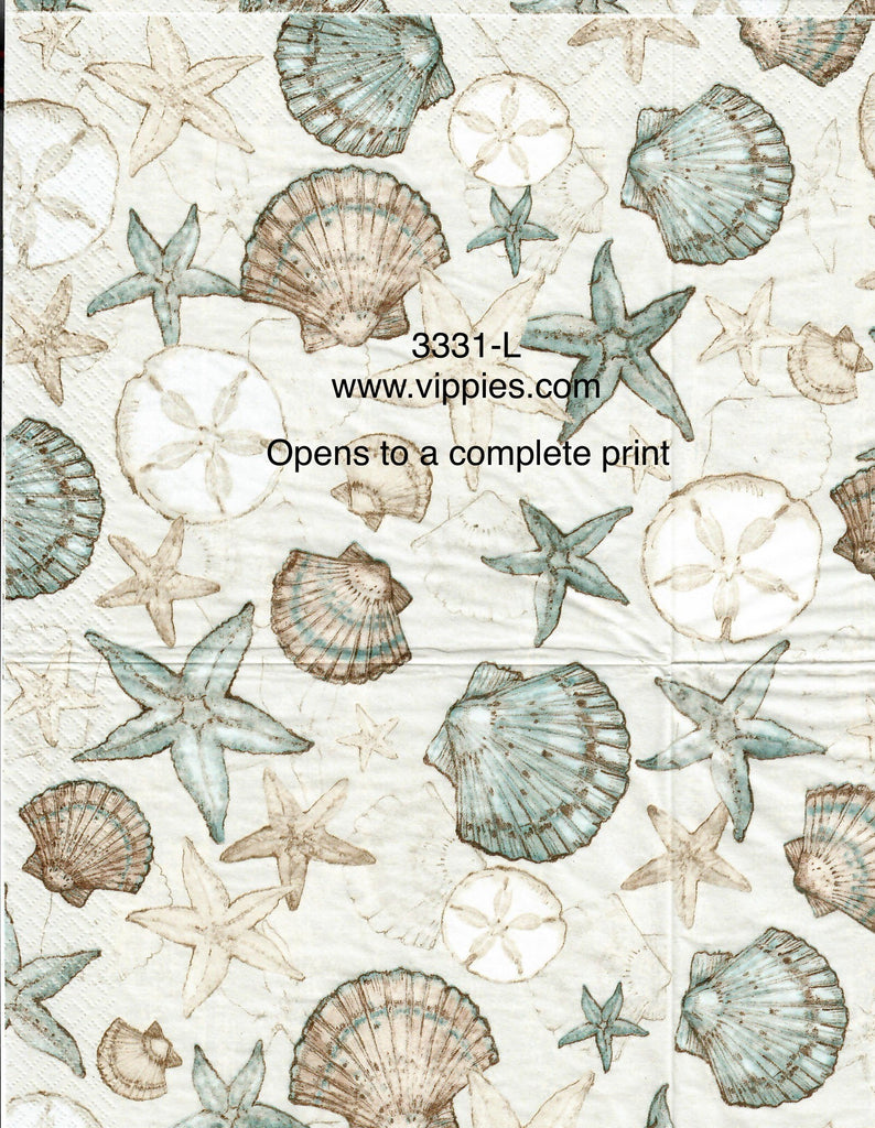 NS-3331-L-S Set of 2 Tan Blue Shells Napkins for Decoupage – Vippies ...