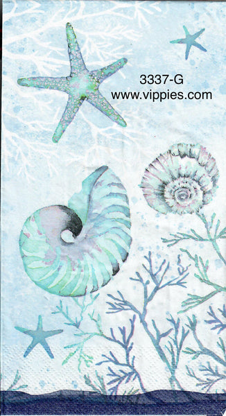 NS-3337-G Water Color Shells Guest Napkin for Decoupage