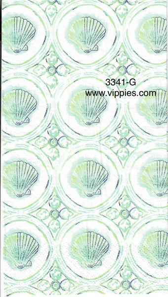 NS-3341-G Shells in Circles Guest Napkin for Decoupage