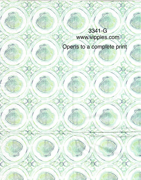NS-3341-G Shells in Circles Guest Napkin for Decoupage