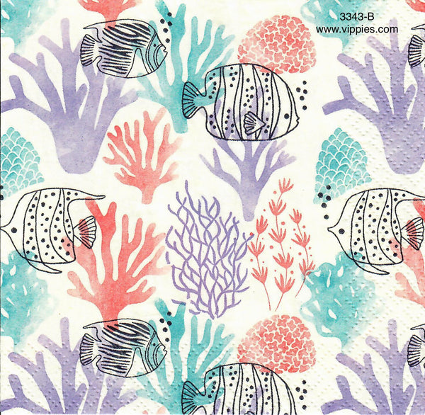NS-3343-B Watercolor Sealife Napkin for Decoupage