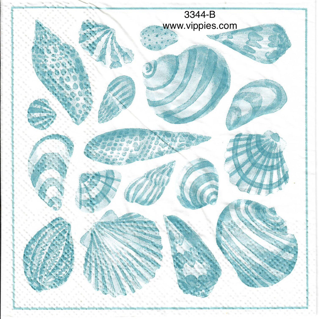 NS-3344-B Aqua Shells Napkin for Decoupage