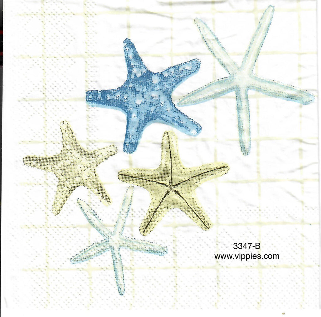 NS-3347-B Starfish Plaid Napkin for Decoupage