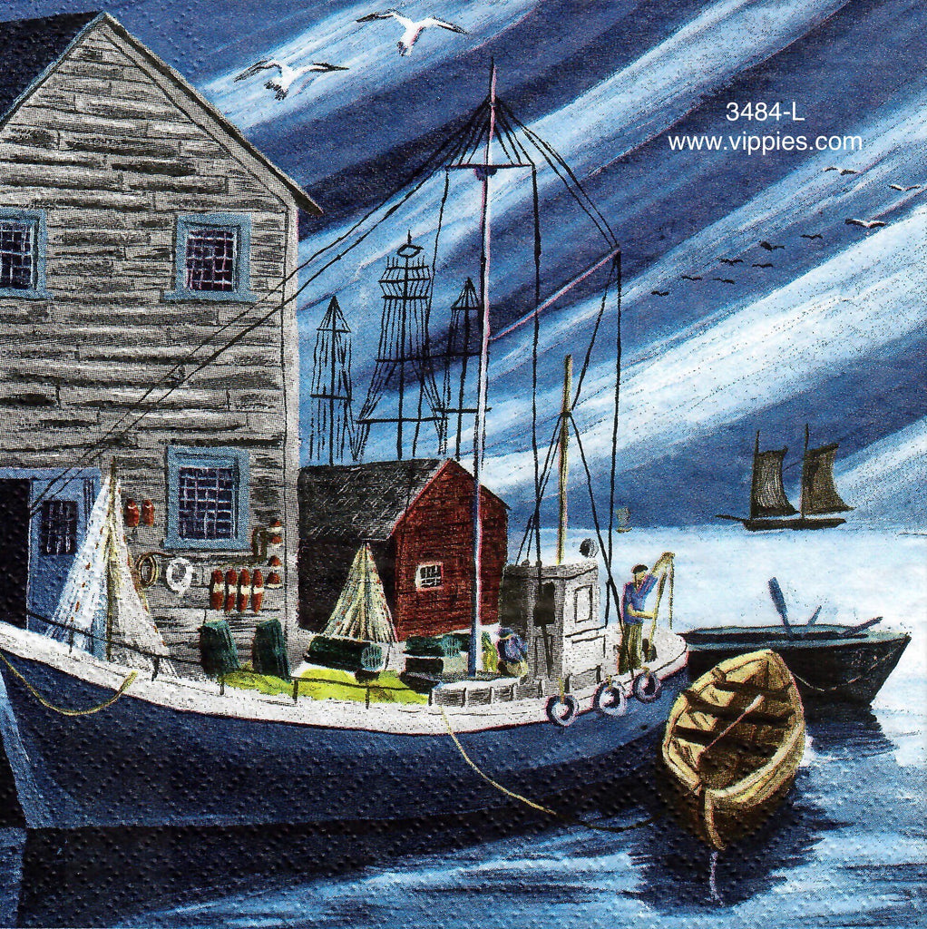 NS-3484-L Fishing Boat Napkin for Decoupage