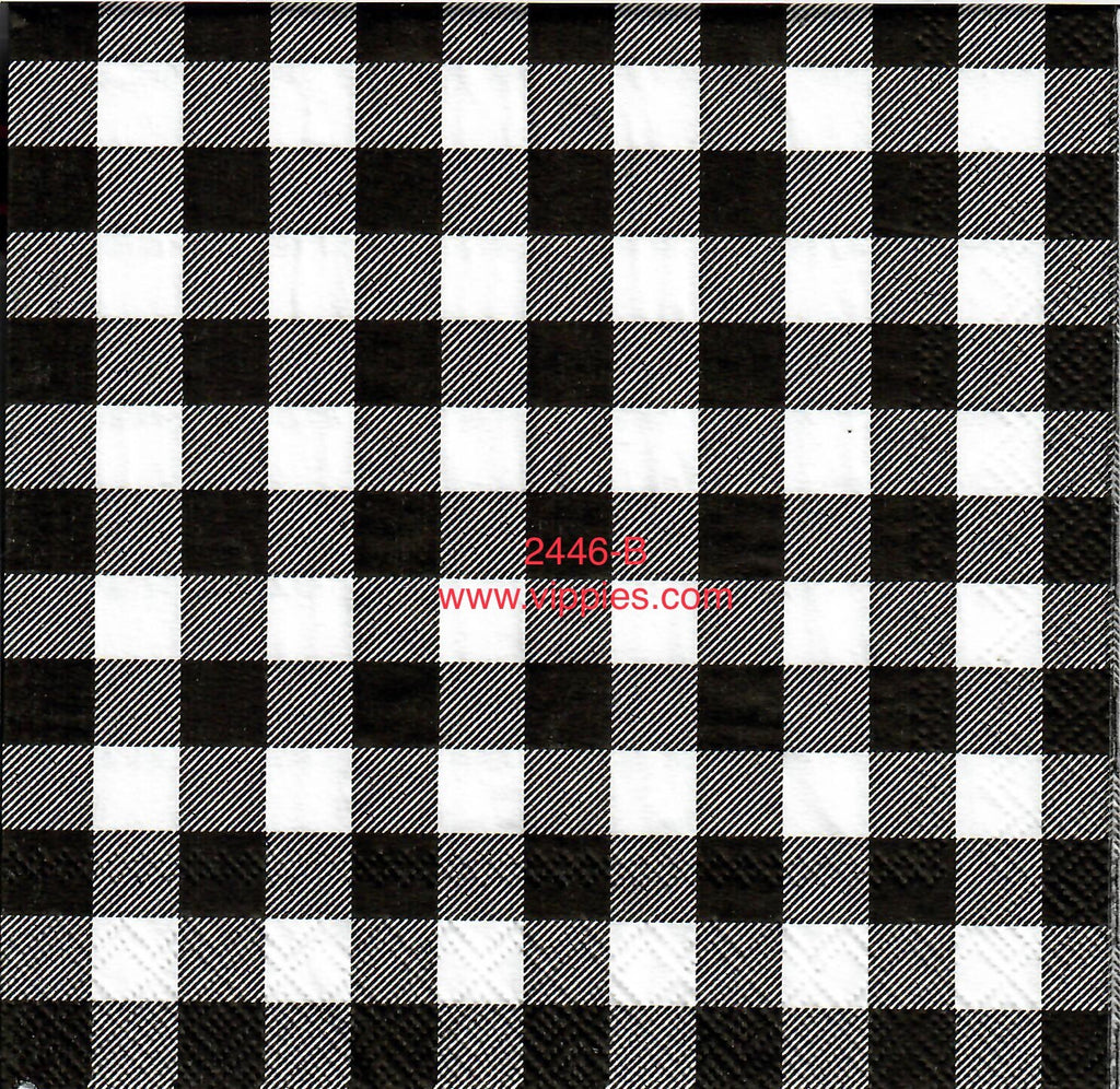 OBJ-2446-B Black Check Napkin for Decoupage